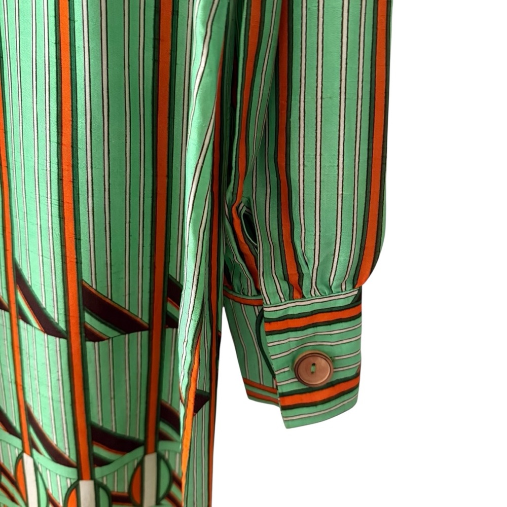Vintage Celine Lambert Green and Brown Long Sleeve Dress - Picture 9 of 14